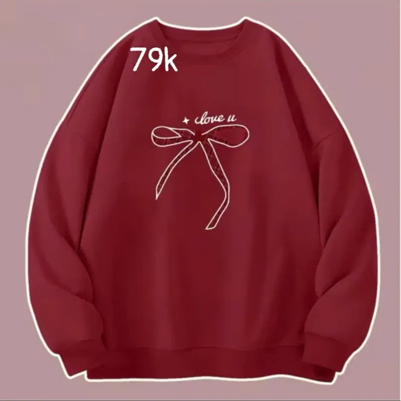 Áo Nỉ Hoodie Nữ Dáng Thoải Màu Đỏ in chữ love u 697565