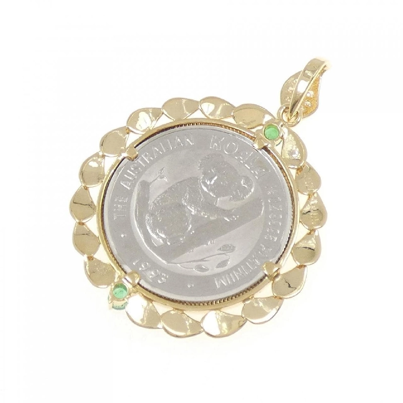 K18YG(枠) Emerald Coin Pendant 0.24CT - Hàng hiệu Authentic 865308