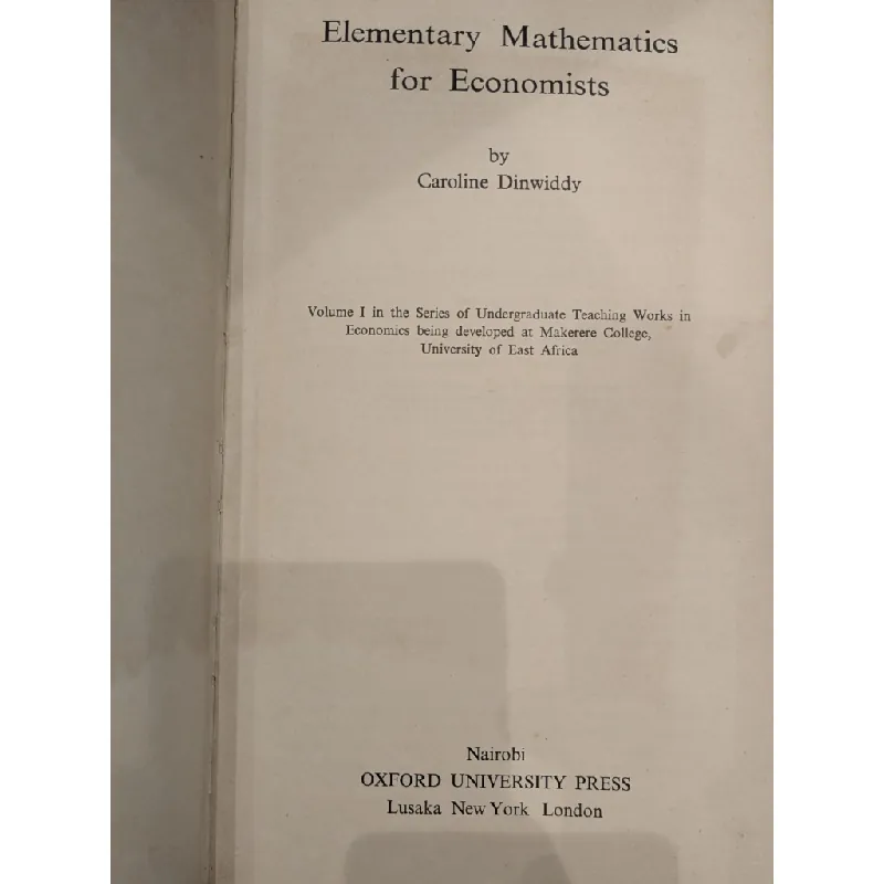 Elementary mathematics for economists - Caroline Dinwidy 720482