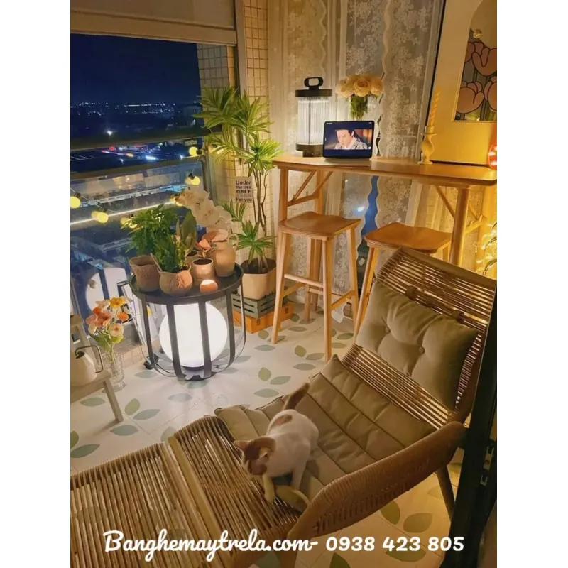 Ghế thư giãn ban công đan dây dù 694538