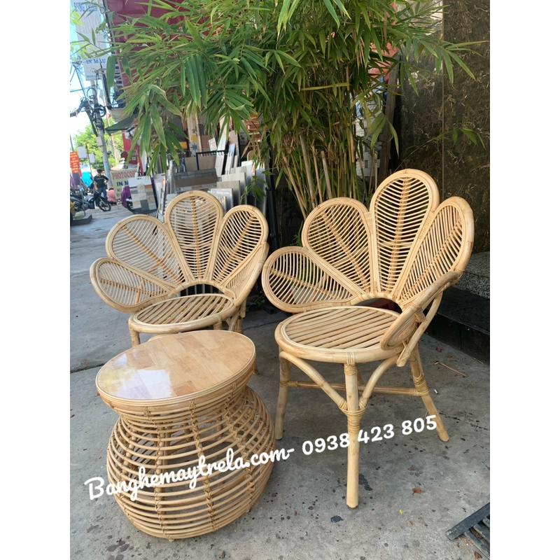 Bàn ghế mây tự nhiên uống cafe phòng ngủ 517187