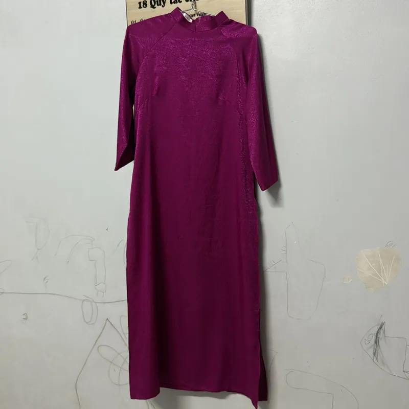 Áo dài màu tím cánh sen tặng quần lưng thun đi kèm 740206