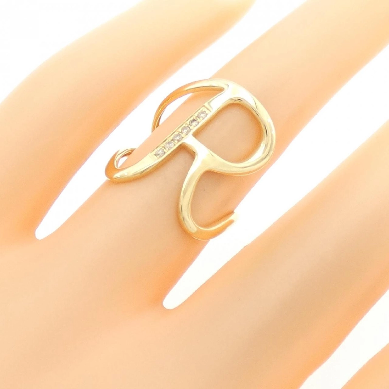 Nhẫn kim cương chữ cái R K18YG 0.05CT 669053