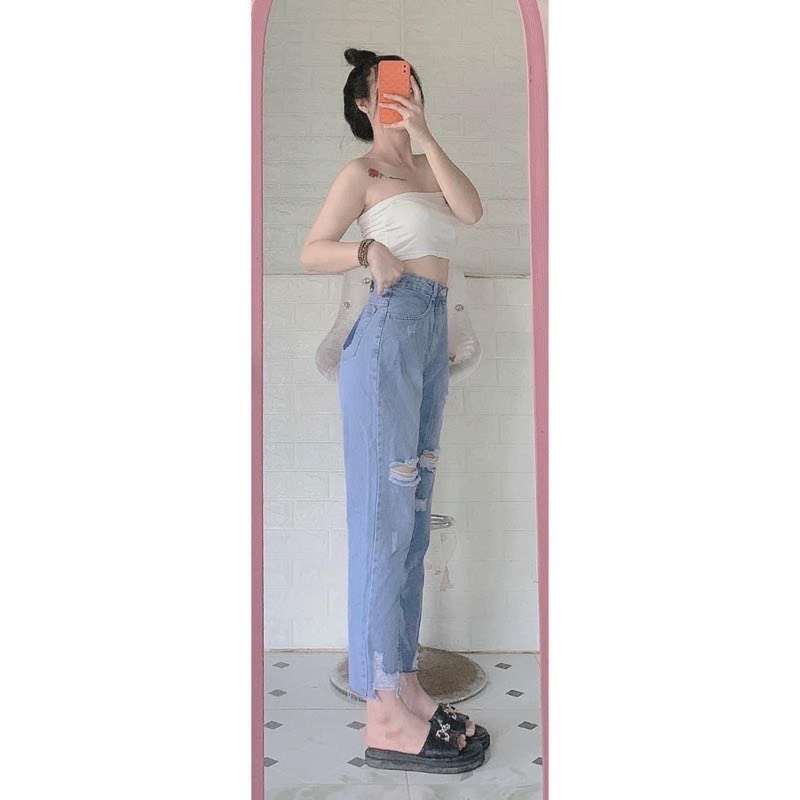 Quần bò jeans nữ xanh biển rách Q003 57970