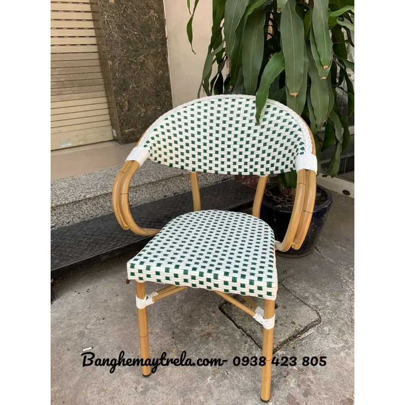 Ghế cafe nhựa giả mây khung nhôm 589056