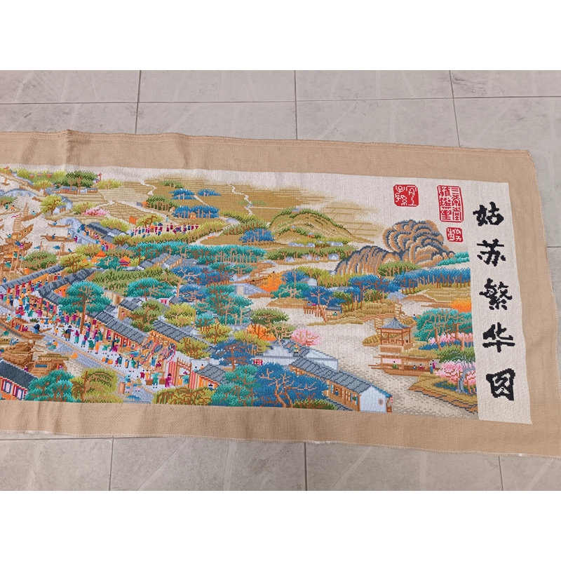 Tranh thêu chữ thập thành phẩm Cô Tô Phồn Hoa Đồ 225x70cm 495669