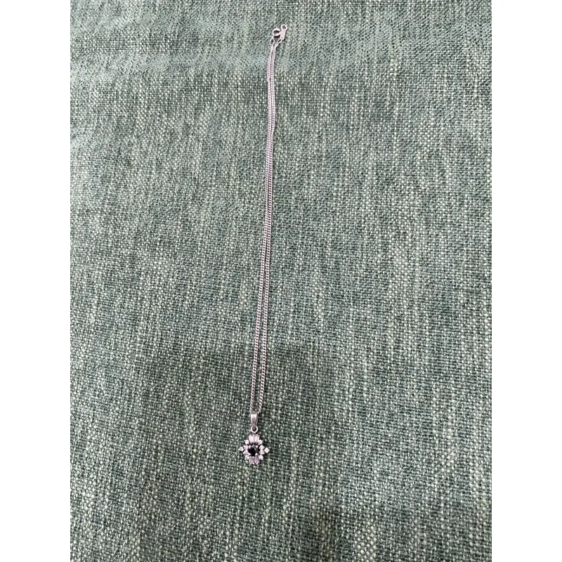 Dây bạc 925 mặt đá Saphire tự nhiên xanh đen 1000824