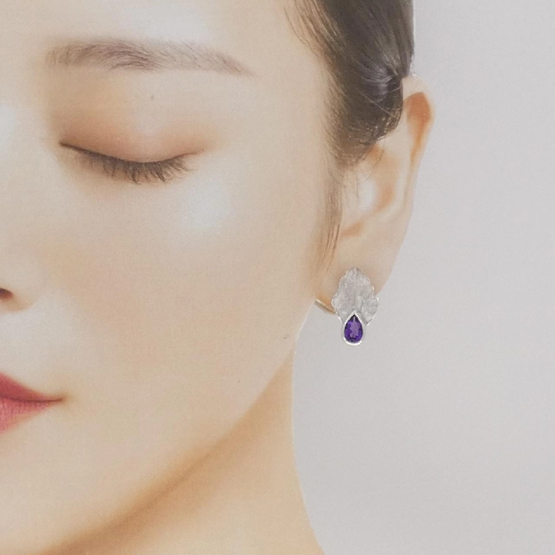 K18WG/K14WG Bông tai/Khuyên tai Amethyst 1.32CT - Hàng hiệu Chính hãng 874757