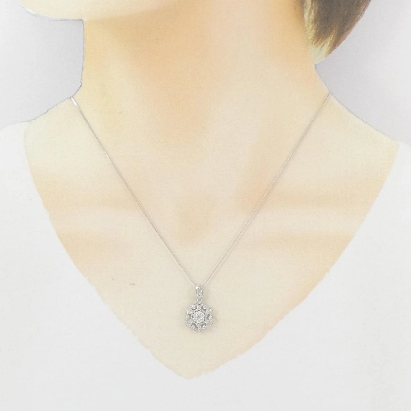 K18WG Tuyết Flake Kim Cương Dây Chuyền 0.50CT - Hàng hiệu Chính hãng 858237