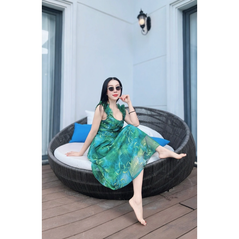Đầm voan xanh sát nách  518862