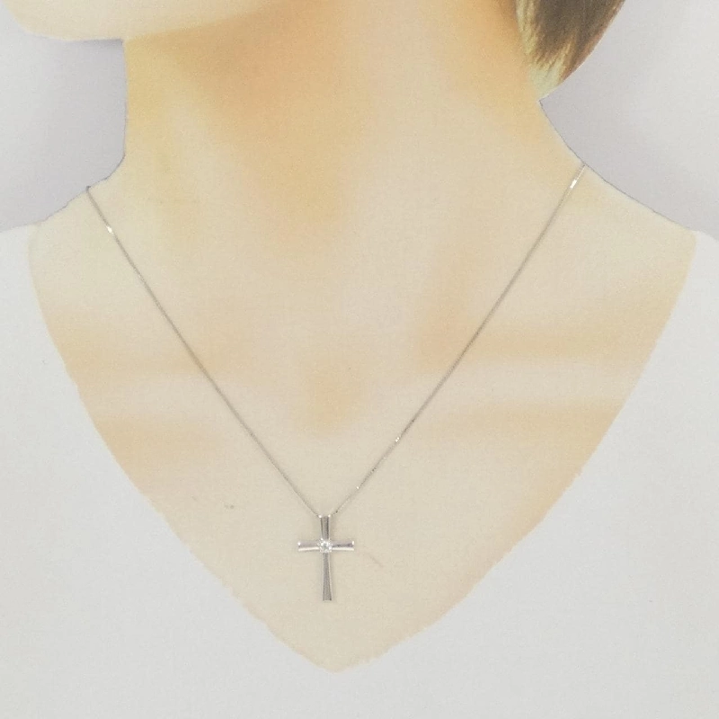 K18WG Dây chuyền kim cương chéo 0.10CT - Hàng hiệu Chính hãng 859889