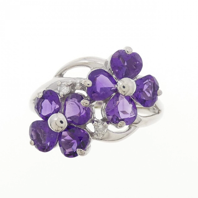 Nhẫn Amethyst K14WG Hoa - Hàng hiệu Chính hãng 851502