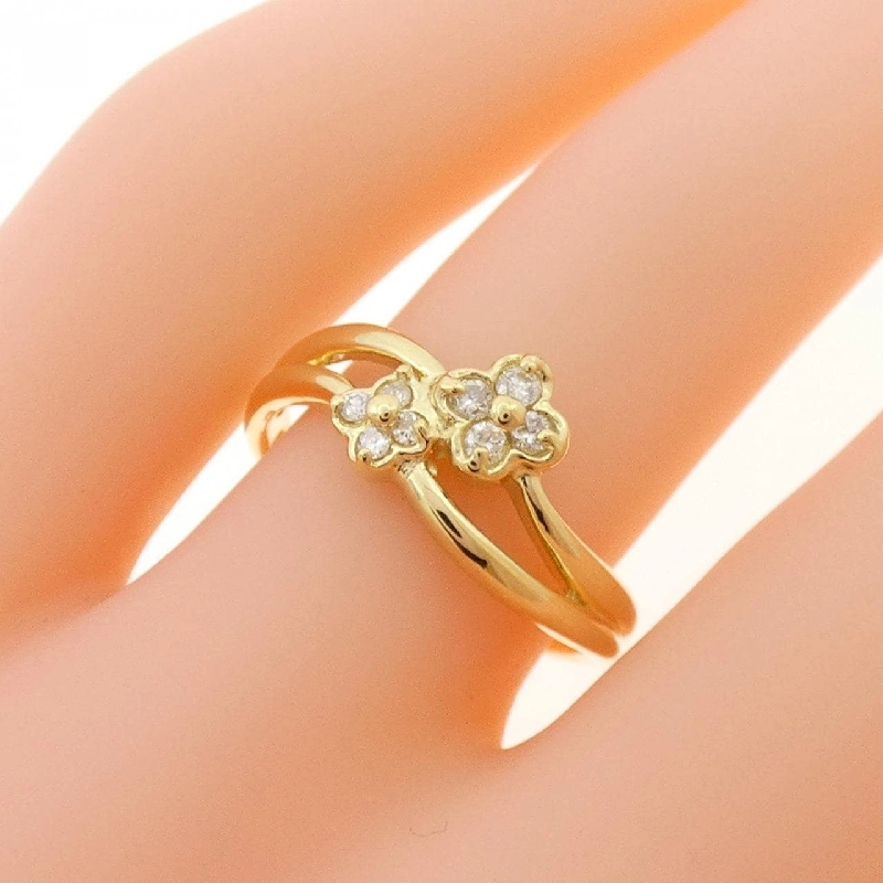 Nhẫn kim cương K18YG hoa 0.10CT 671807