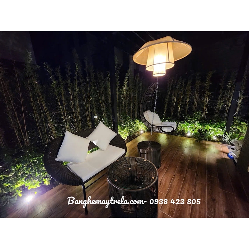 Bàn ghế sofa sân thượng mây nhựa 444216