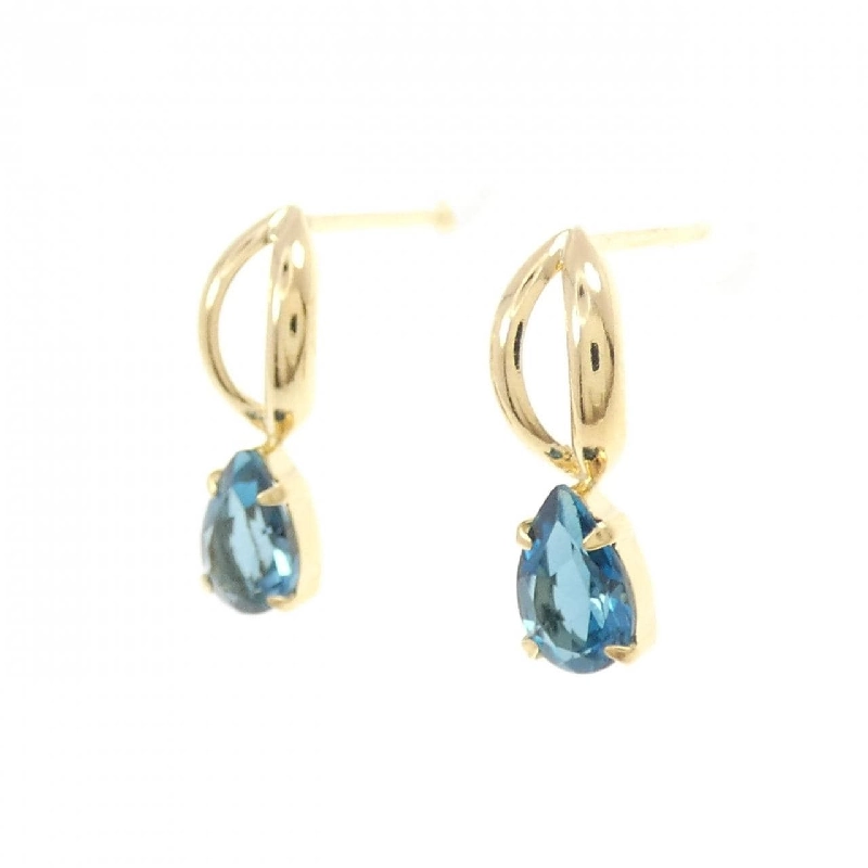 K18YG Blue Topaz Earrings - Hàng hiệu Authentic 870484