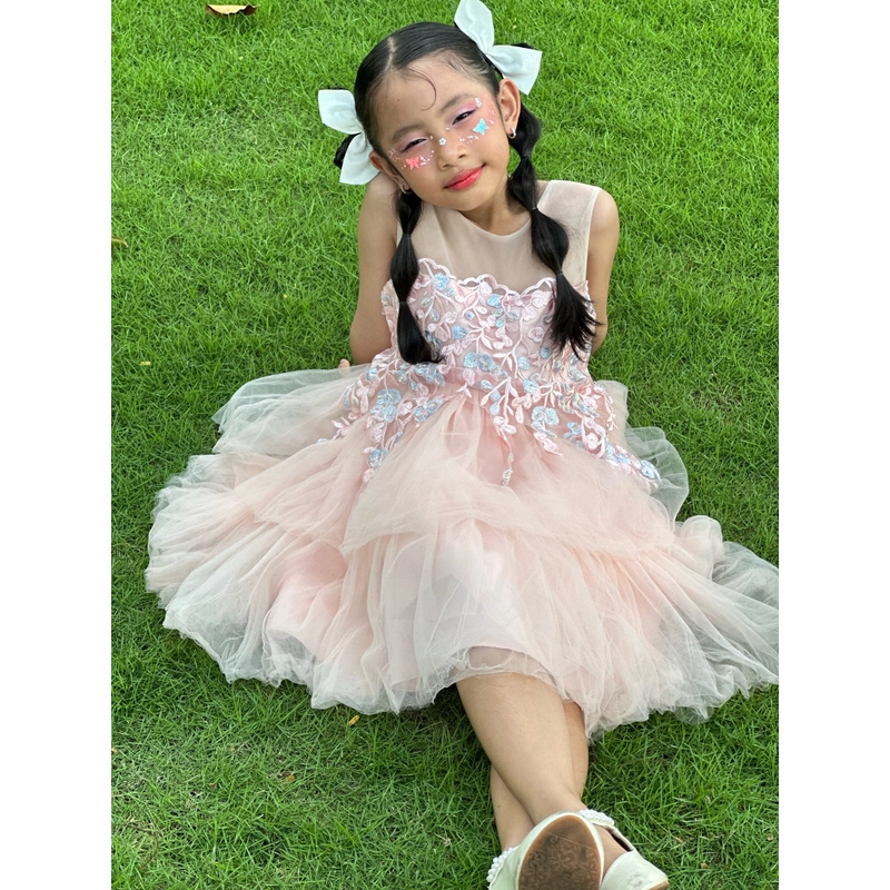 Đầm Hồng ren dễ thương cho bé 522601