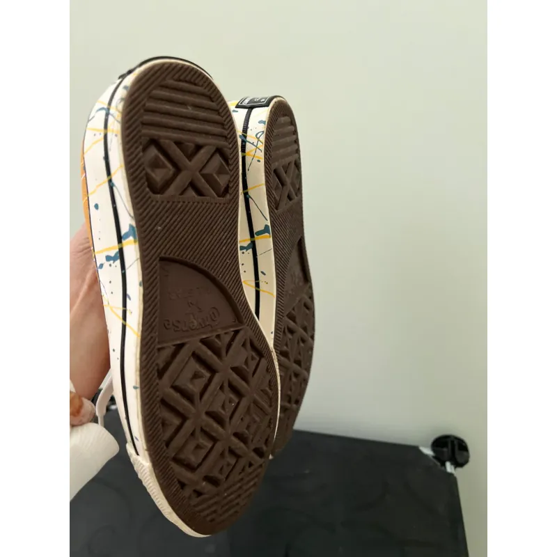 Giày thể thao Converse vẽ họa tiết màu vàng nâu size 37 778412