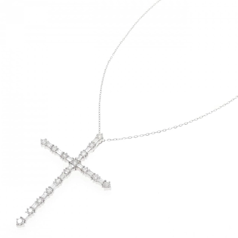 K18WG/PT850 Dây chuyền kim cương chéo 2.54CT - Hàng hiệu Chính hãng 858010