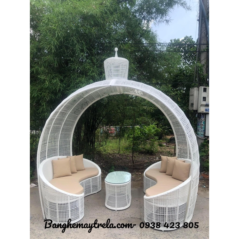Bàn ghế chụp hình ngoài trời nhựa giả mây 454985