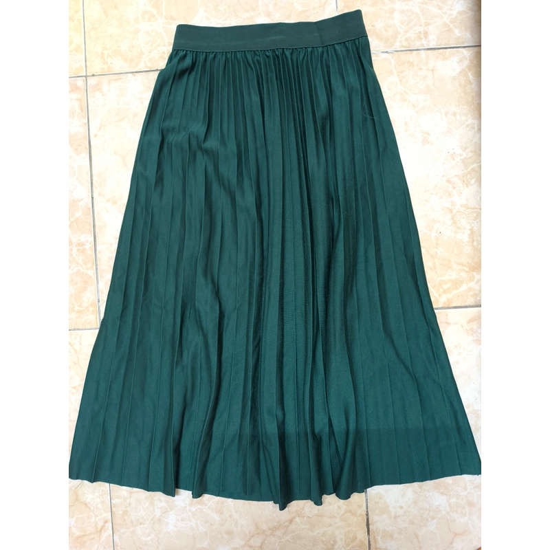 váy midi xếp ly xanh lá cây 536634