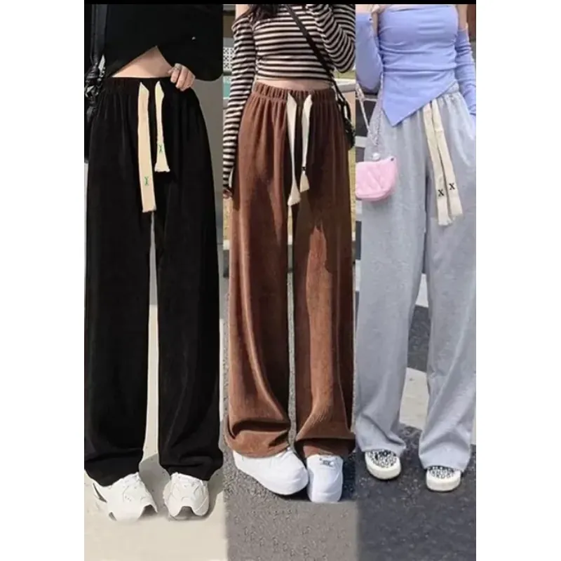 Quần ống rộng vải những tăm cao cấp mềm đẹp đầy ấm thứ đông 604436