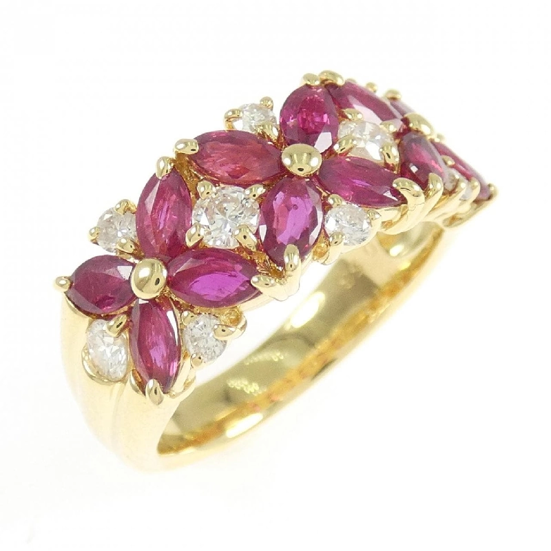 Nhẫn ruby K18YG hoa 1.73CT 666274