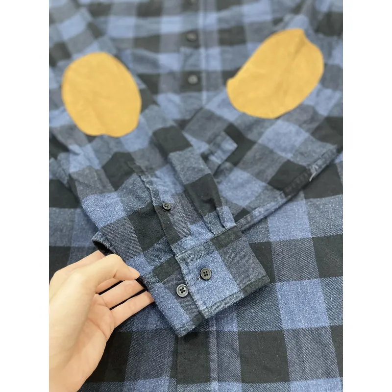 Áo sơ mi xanh caro có đáp gấu tay Pazini slimfit size 42 729086