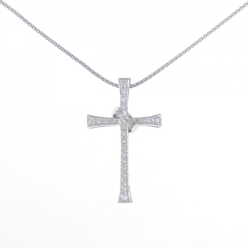 K18WG Dây chuyền kim cương chéo 0.45CT - Hàng hiệu Authentic 862609