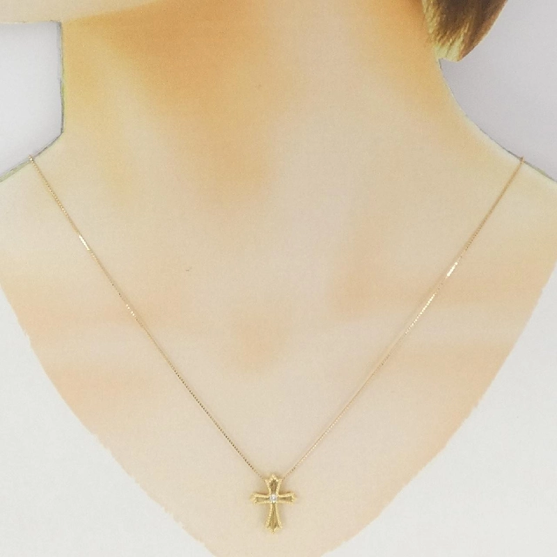 K18YG Dây chuyền kim cương chéo 0.03CT - Hàng hiệu Chính hãng 860448