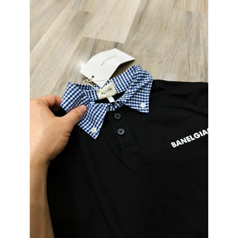 🤴Bé trai 5-6y dưới 22kg Combo Áo Polo giả sơ mi caro + Quần dài xanh navy  956991
