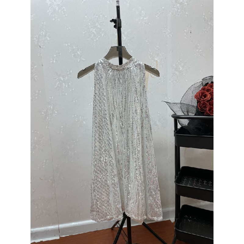 Váy kim sa cổ yếm bling bạc 26586