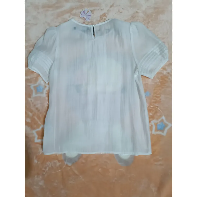 Áo kiểu nữ trắng voan tơ 1010495