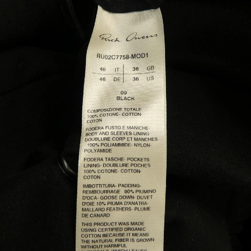 Áo khoác lông vũ Rick Owens RU02C7758-MOD1 - Hàng hiệu Authentic 884431