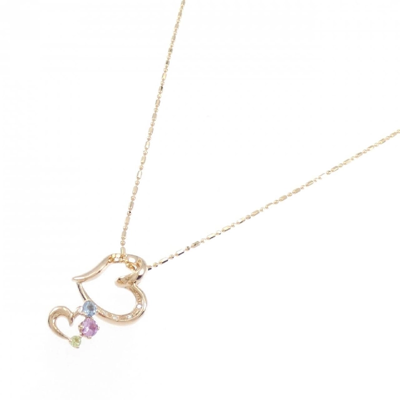 K18PG Mặt Dây Chuyền Hình Trái Tim Đá Màu - Hàng hiệu Chính hãng 858961