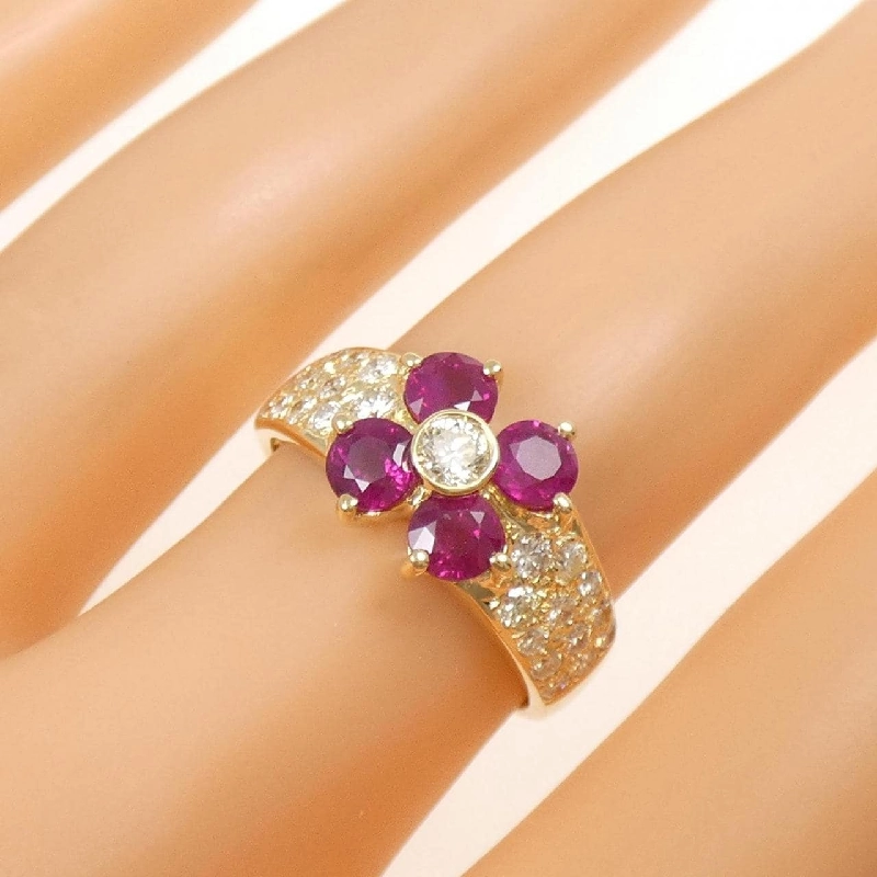 Nhẫn Ruby 750YG Hoa 1.51CT - Hàng hiệu Chính hãng 852948