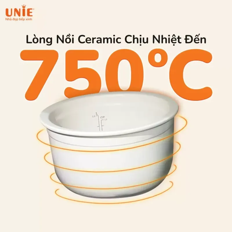 UNIE URC812 – Nồi cơm lòng gốm ceramic an toàn cho sức khỏe 784586