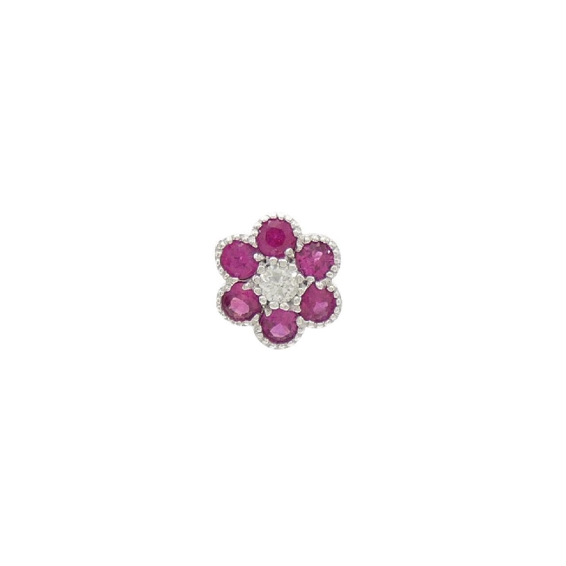 Bông tai hoa ruby K18WG 0.53CT một bên - Hàng hiệu Authentic 866011