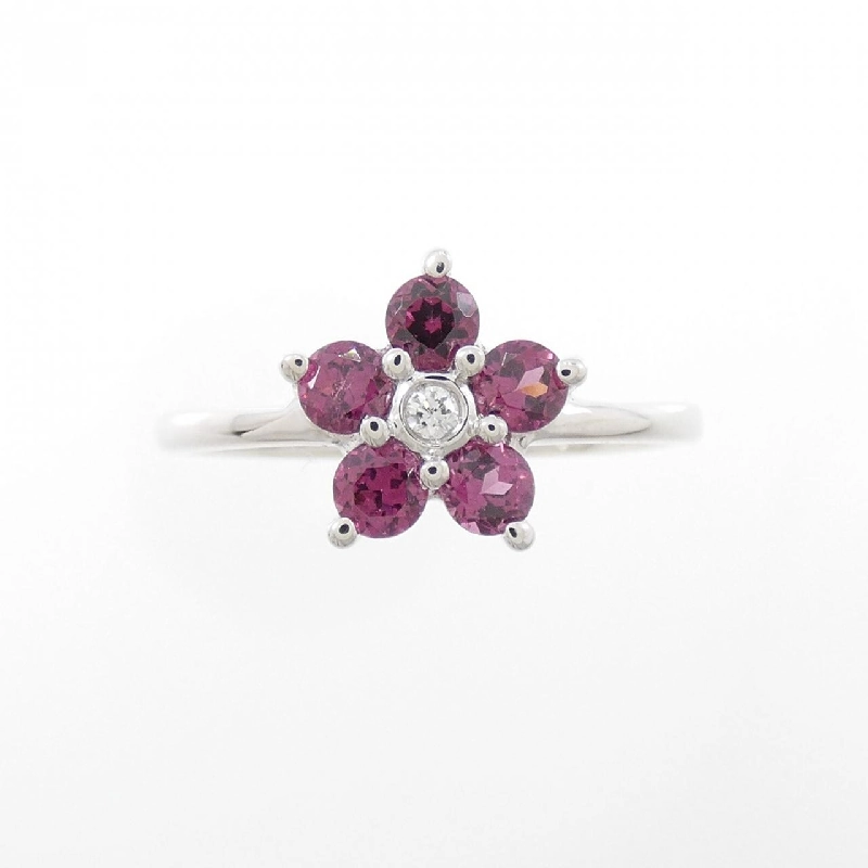 Nhẫn Garnet K14WG Hoa 673326