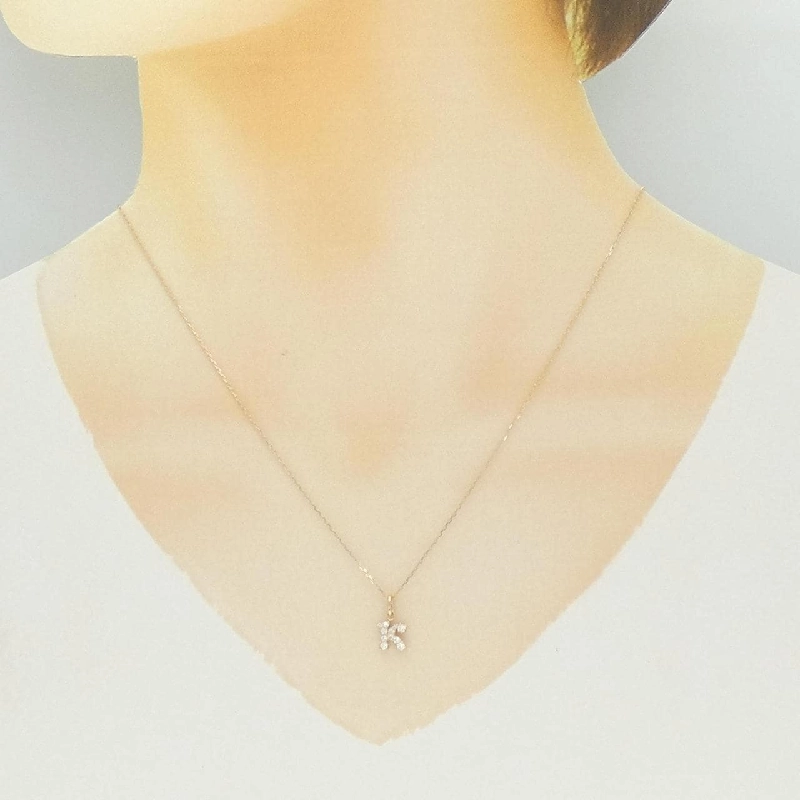 K18PG Chữ cái K Dây chuyền kim cương 0.11CT - Hàng hiệu Chính hãng 859089