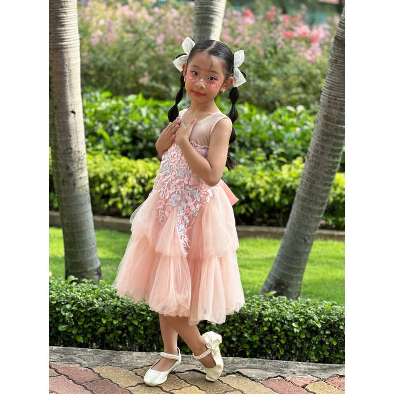 Đầm Hồng ren dễ thương cho bé 522601