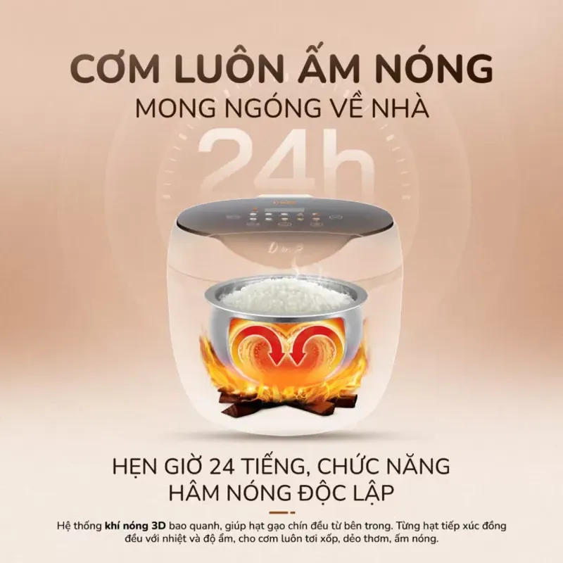 🍚 Nồi cơm điện tử UNIE URC612 – Dung tích 1,2L, cơm giảm đường, giữ trọn hương vị! 715035