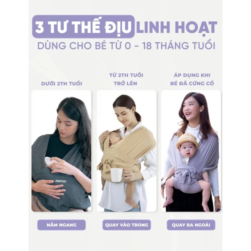Địu vải Jumysie trợ lực cho bé sơ sinh đến 18 tháng 401157