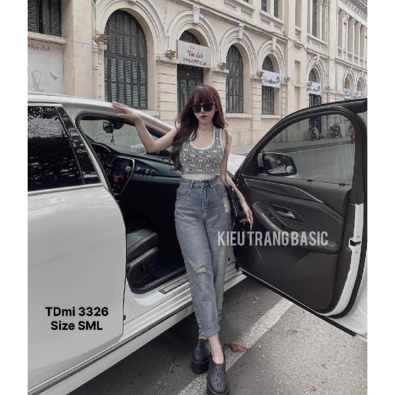 Quần jeans nữ TDmi rách xanh đậm Q004 58034