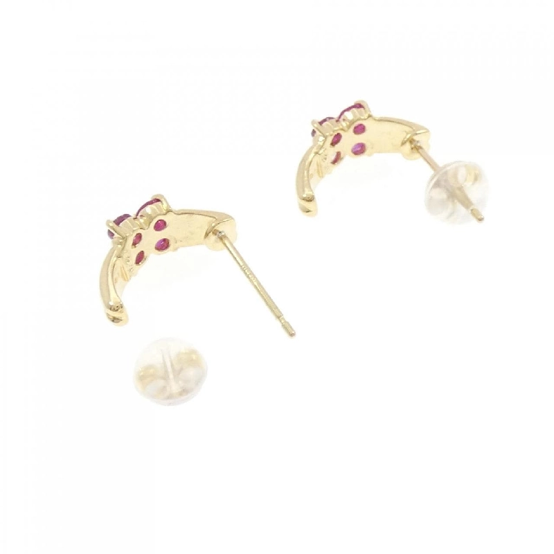 K18YG Hoa Hồng Ruby Bông Tai - Hàng hiệu Chính hãng 861964