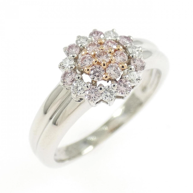 Nhẫn kim cương hoa PT900/K18PG 0.20CT 666979