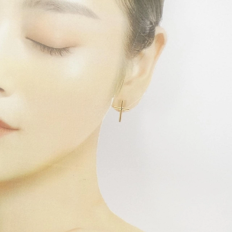 K18YG Bông tai hình chữ thập - Hàng hiệu Chính hãng 875297