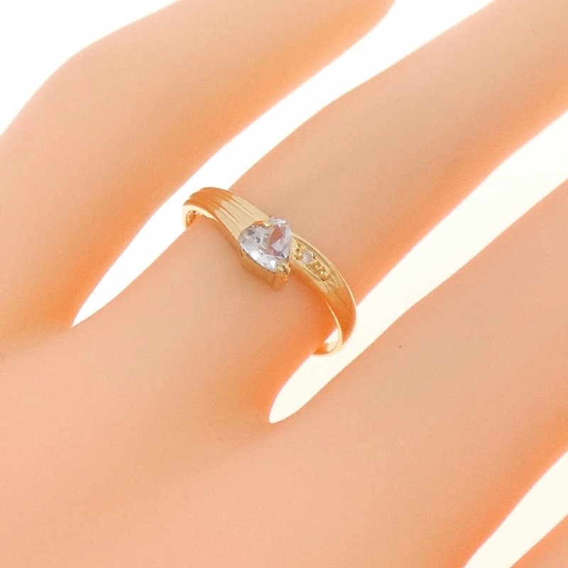 Nhẫn aquamarine K18YG hình trái tim 666035