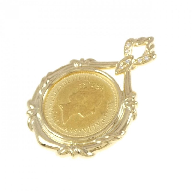 K18YG(枠) Dây chuyền đồng xu kim cương 0.04CT - Hàng hiệu Authentic 867924