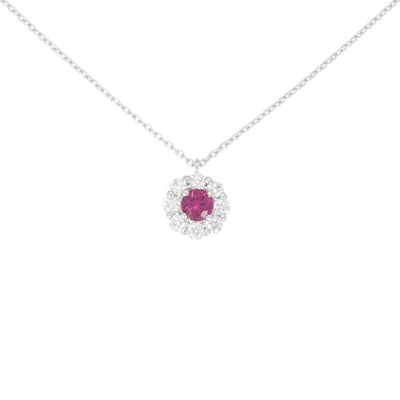 Dây chuyền ruby hoa K18WG 0.341CT - Hàng hiệu Authentic 856732