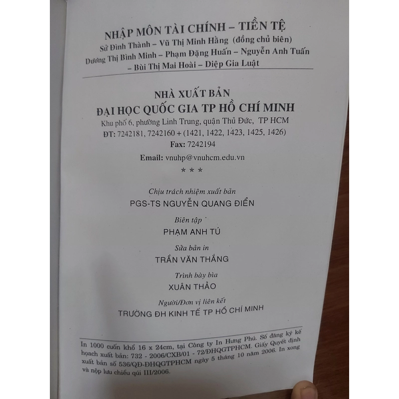 Nhập môn Tài chính  - Tiền tệ, PGS, TS Sử Đình Thành và TS. Vũ Thị Minh Hằng 528399